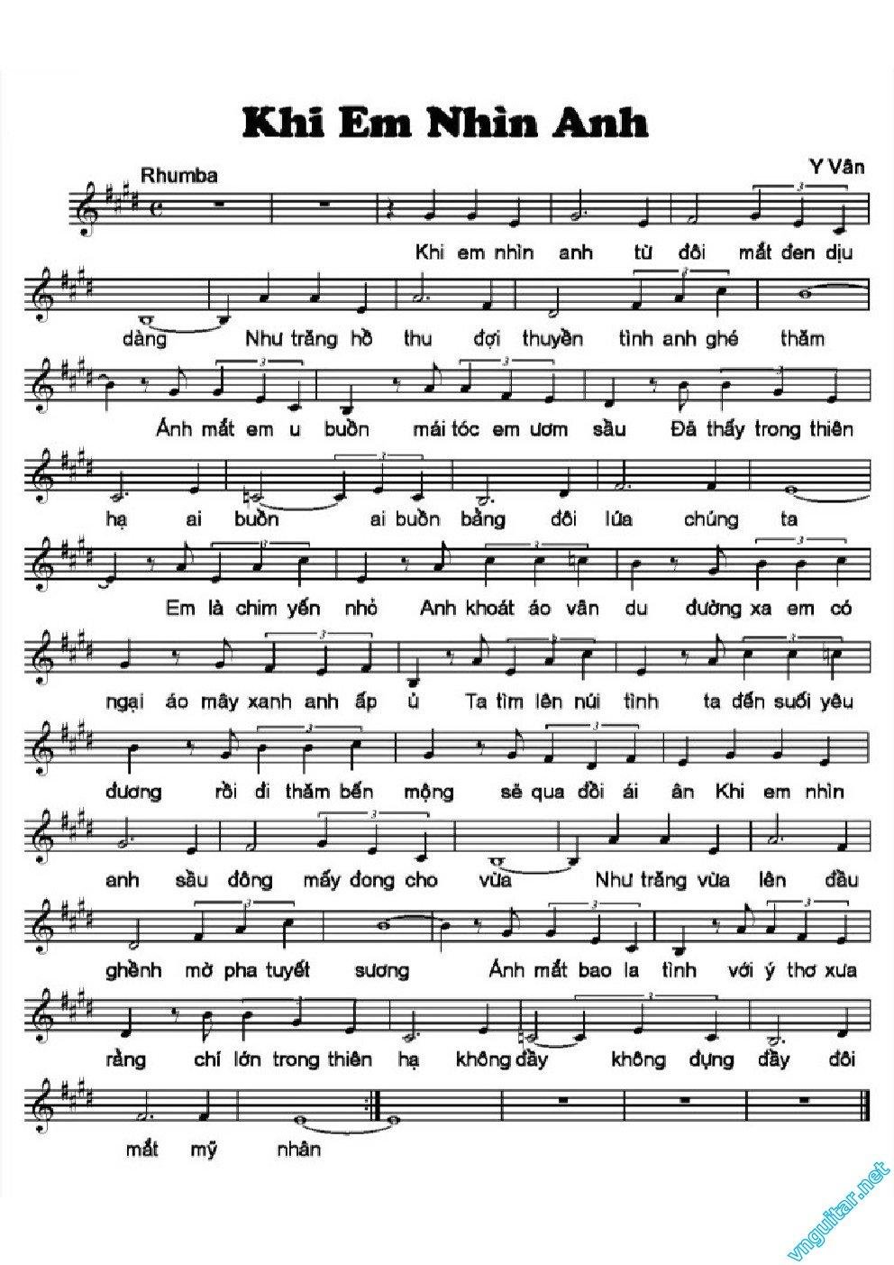 Sheet nhạc Khi Em Nhìn Anh